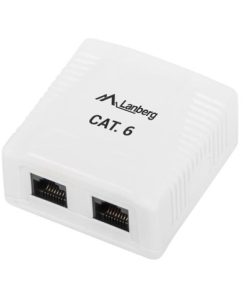 SURFACE-MOUNT BOX CAT.6 UTP UNSHIELDED 2X RJ45 WHITE LANBERG