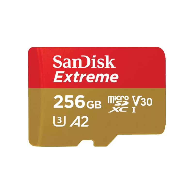SanDisk Extreme. Capacity: 256 GB, Flash card type: MicroSDXC, Flash