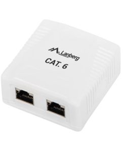 SURFACE-MOUNT BOX CAT.6 FTP SHIELDED 2X RJ45 WHITE LANBERG