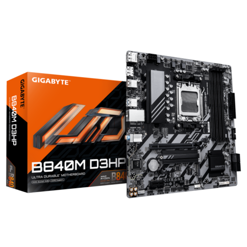 GIGABYTE B840M D3HP. Processor manufacturer: AMD, Processor socket: Socket AM5,
