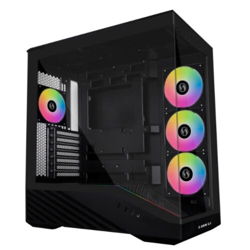 Carcasa LIAN LI VECTOR V100 RGB NEGRU, Tempered Glass, Sloturi
