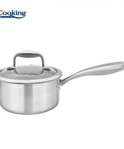 CASEROLA INOX+CAPAC STICLA 16x8.5CM,1.6L, ATOMIC3, COOKING BY HEINNER