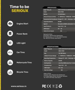 Starter auto cu compresor de aer Serioux, interval de presiune - imagine 3