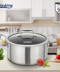SEMIOALA INOX+CAPAC STICLA IN 3 STRATURI 28x13 CM, 7 L, - imagine 5