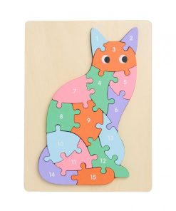 PUZZLE DIN LEMN, PISICA, 16 PIESE, MOMKI - imagine 2