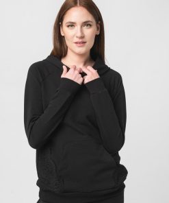 HANORAC COTON DANTELA FEMEI BLACK-XL - imagine 2