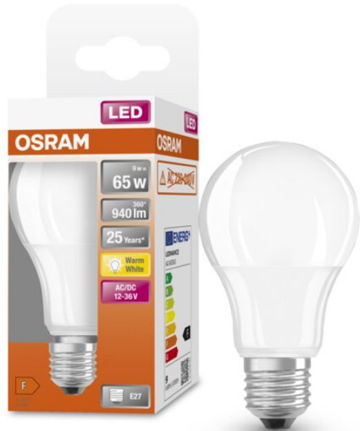 Bec LED Osram Classic A60, E27, 12-36V AC/DC, 9W (65W),