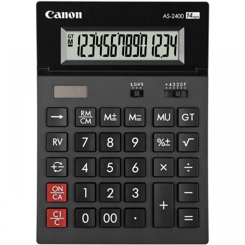 Calculator birou Canon AS2400, 14 digiti, ribbon, display LCD ajustabil, functie