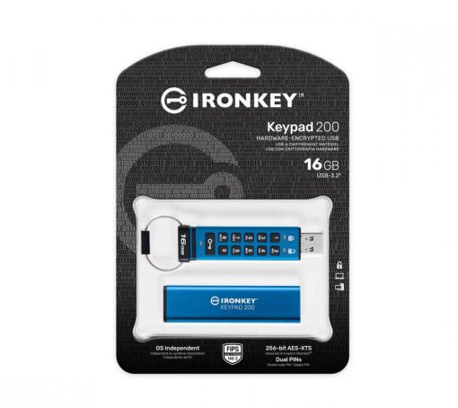 Memorie USB Kingston Keypad 200 16 GB, USB 3.2, Albastru - imagine 5