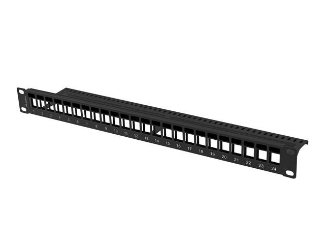 Patch panel gol 24 porturi 1U pentru module Keystone, negru - imagine 3