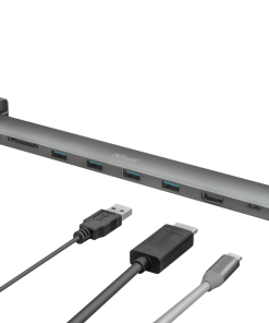 Hub USB Trust Dalyx, USB-C, 10 porturi, HDMI, RJ-45, Argintiu - imagine 14
