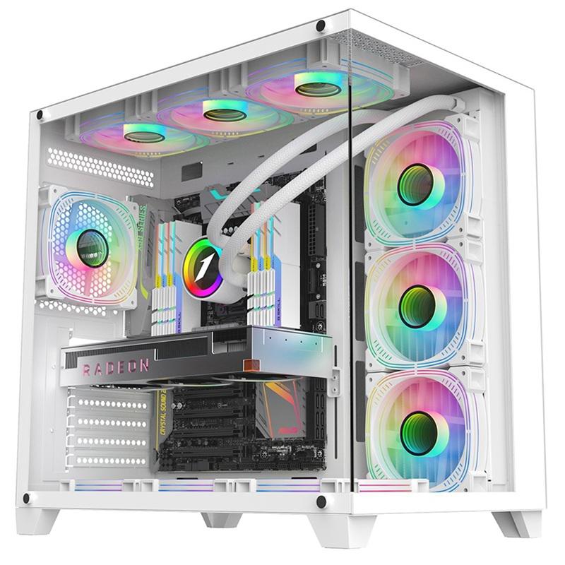 Carcasa 1st PLAYER MV8-TP, RGB, Cube Tower, White