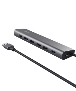 Hub USB TRUST Halyx USB-A, 7 porturi, Gri - imagine 5