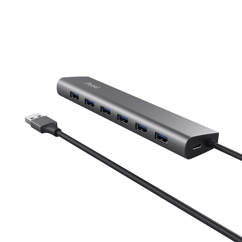 Hub USB TRUST Halyx USB-A, 7 porturi, Gri - imagine 6