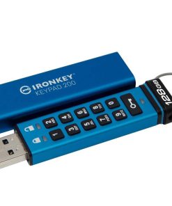 Memorie USB Kingston IronKey Keypad 200 128GB, USB 3.2, Albastru - imagine 3