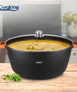 SEMIOALA ALUMINIU+CAPAC 44X19 CM,23L,DARK LINE, COOKING BY HEINNER - imagine 3