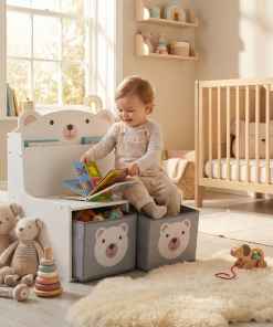 Bancuta cu spatiu de depozitare jucarii si carti Bear, U-Grow - imagine 6