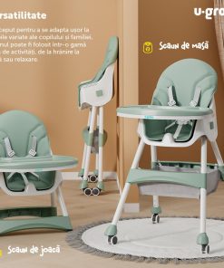 Scaun de masa 2 in 1, pliabil, verde, U-Grow - imagine 3