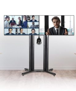 Stand mobil dublu B-Tech 56-65" 2m, negru - imagine 4