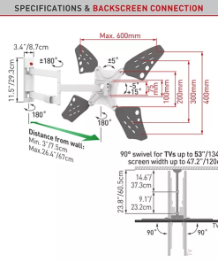Suport TV de perete, Barkan 3400LW.W, Fix, 40"- 70", VESA - imagine 3