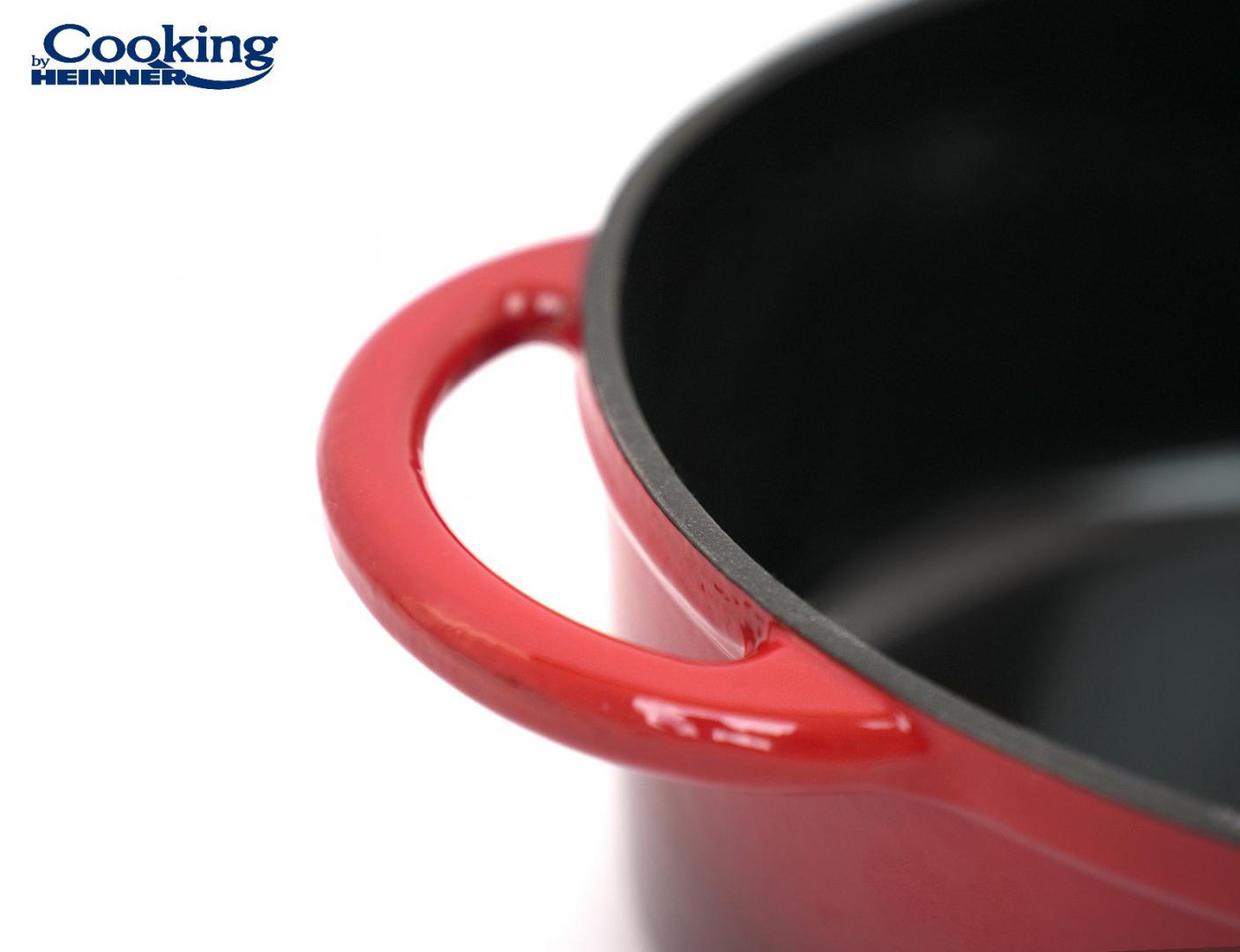 SEMIOALA FONTA EMAILATA OVALA+CAPAC 33.5x26X12 CM, 6L, RED LINE, COOKING - imagine 4
