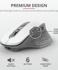 Mouse Wireless Trust Ozaa, 2400 dpi, Alb - imagine 3