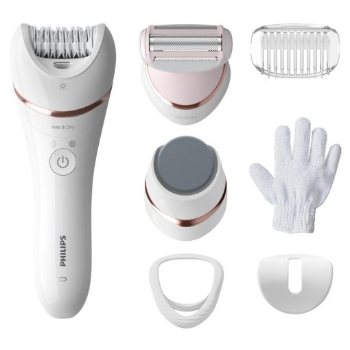 Epilator umed si uscat PHILIPS Seria 8000 BRE730/10, 7 accesorii,