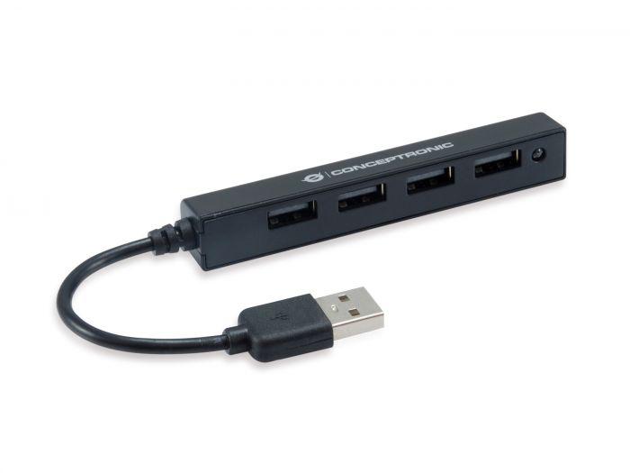 Hub USB CONCEPTRONIC HUBBIES, USB-A, 4 porturi, Negru - imagine 4