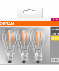 3 Becuri LED Osram Base Classic A, E27, 7W (60W),