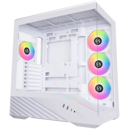 Carcasa LIAN LI VECTOR V100 RGB ALB, Tempered Glass, Sloturi