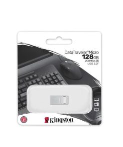 Memorie USB Kingston DataTraveler Micro 128 GB, USB 3.2, Argintiu - imagine 3