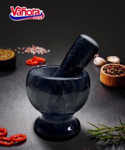 MOJAR CU PISTIL DIN MARMURA, DIA 9.5 CM, NEGRU, VANORA - imagine 2