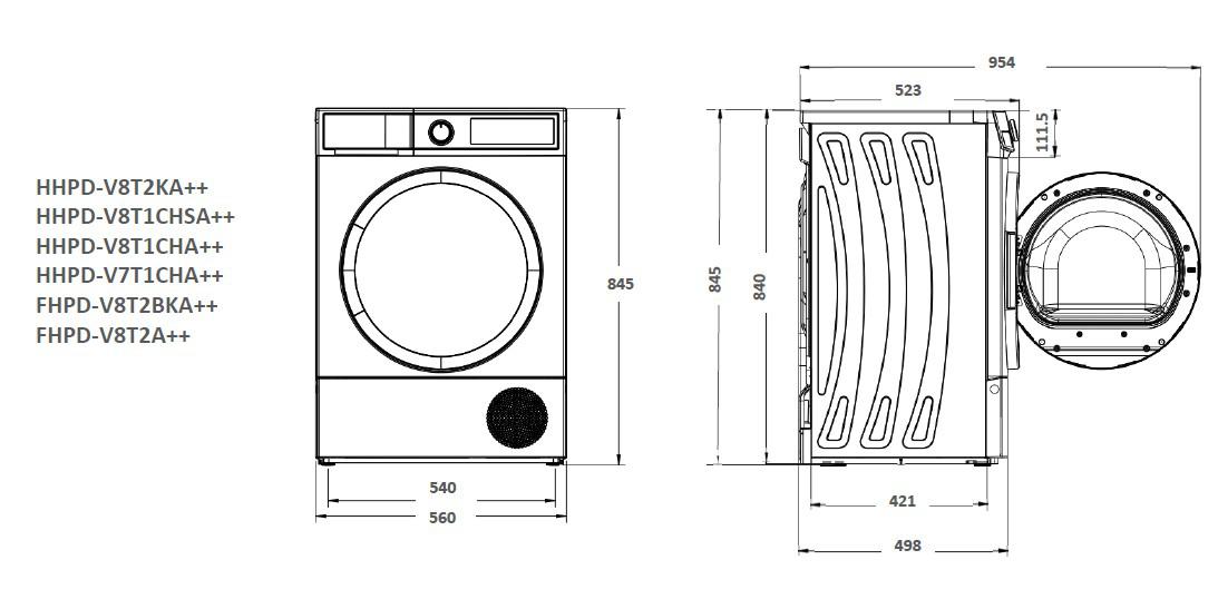 Uscator de rufe HEINNER HHPD-V8T1CHSA++, 8 kg, Clasa: E, Argintiu - imagine 3