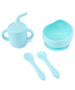 Set 4 piese diversificare din silicon: Cana cu pai, bol
