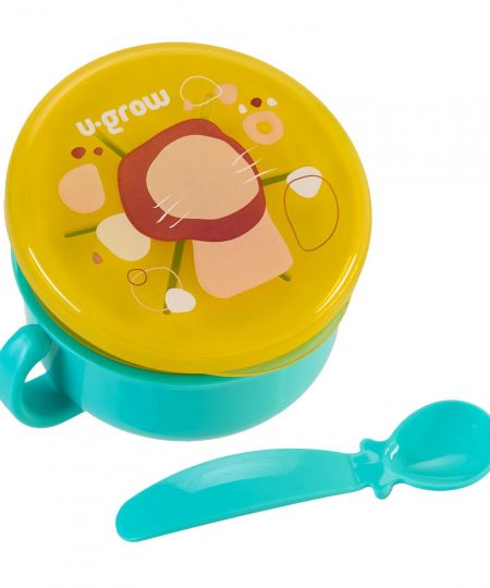 Bol 2 in 1 pentru snackuri si lingurita, blue, U-Grow
