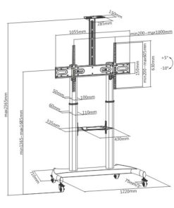 Stand TV mobil Serioux TV610TW 60"-100", dimensiuni: 1220x710x2045~ 2365mm, compatibilitate - imagine 7
