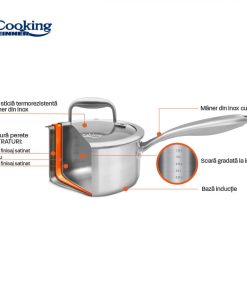 CASEROLA INOX+CAPAC STICLA 16x8.5CM,1.6L, ATOMIC3, COOKING BY HEINNER - imagine 6