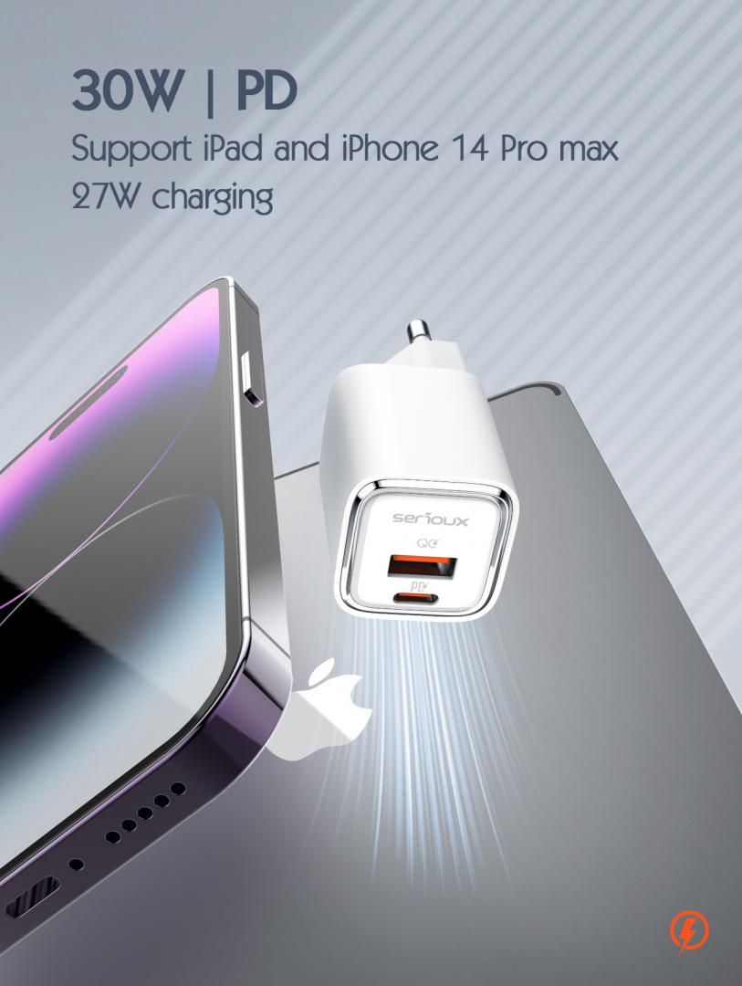 Incarcator retea Serioux 30W Quick Charge, Intrare AC100-240V~ 50/60Hz 0.7A - imagine 6