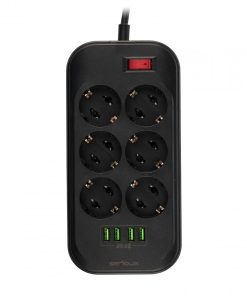 Prelungitor cu protectie Serioux, 6 prize schuko, input 100-240V, 50-