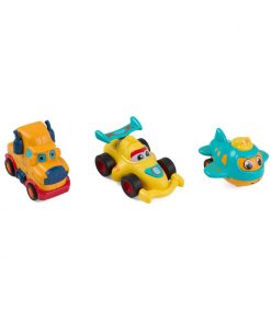SET 3 VEHICULE ACTIONATE PRIN INERTIE- CAMION GALBEN, MASINA DE