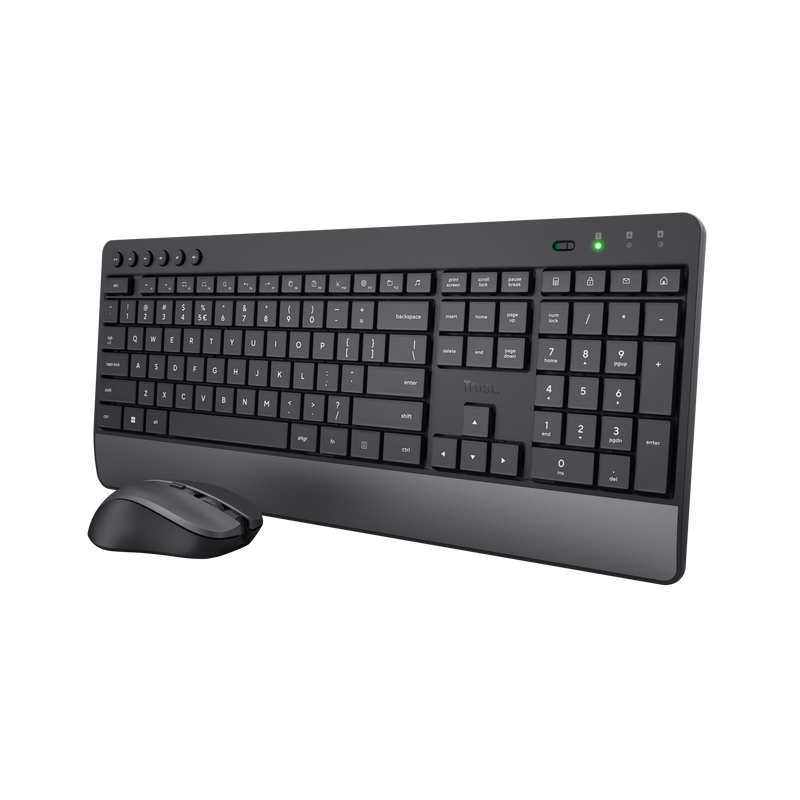 Kit Wireless tastatura si mouse TRUST Trezo, taste numerice, negru