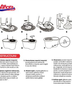 SET CURATENIE CU MOP ROTATIV, CLEAN360, ALBASTRU - imagine 8