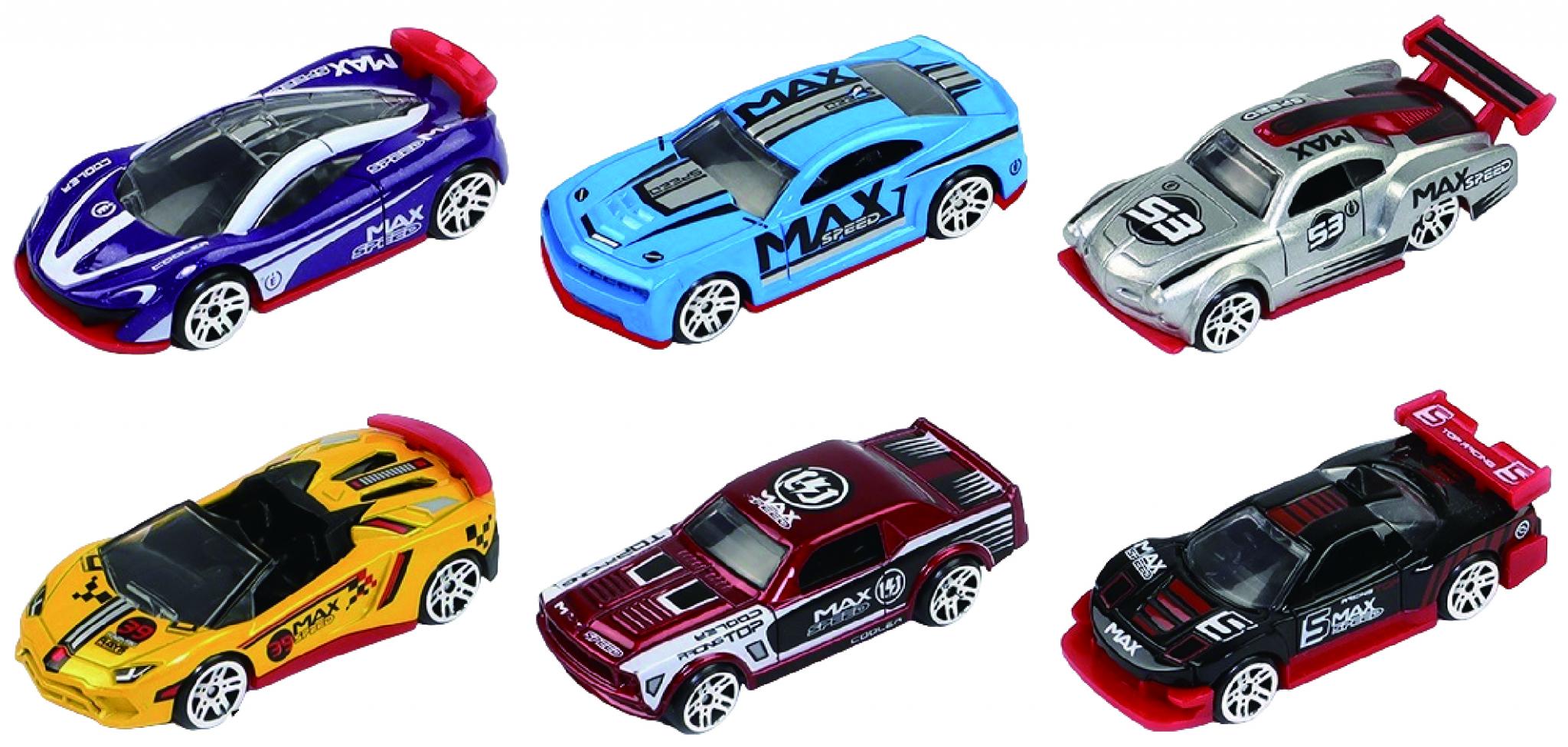 MACHETA DIE CAST, SET 6 MASINI CURSE, SCARA 1/64, 7.5CM, - imagine 3