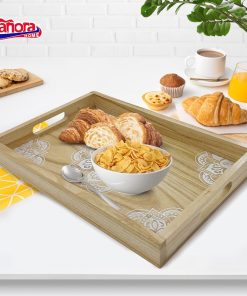 TAVĂ DIN LEMN PENTRU SERVIRE CU MODEL MANDALA, VANORA HOME - imagine 4