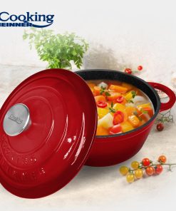CRATITA FONTA EMAILATA+CAPAC 22X9.5CM,2.9L, RED LINE, COOKING BY HEINNER - imagine 4