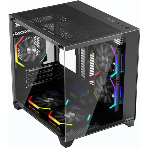 Carcasa 1stPLAYER® Gaming BV5-bk, 5 ventilatoare aRGB plus PWM, Micro-ATX,