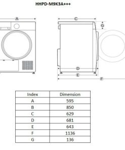 Uscator de rufe HEINNER HHPD-M9K3A+++, 9 kg, Inverter, Clasa: C, - imagine 8