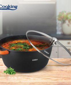 SEMIOALA ALUMINIU+CAPAC 44X19 CM,23L,DARK LINE, COOKING BY HEINNER - imagine 4