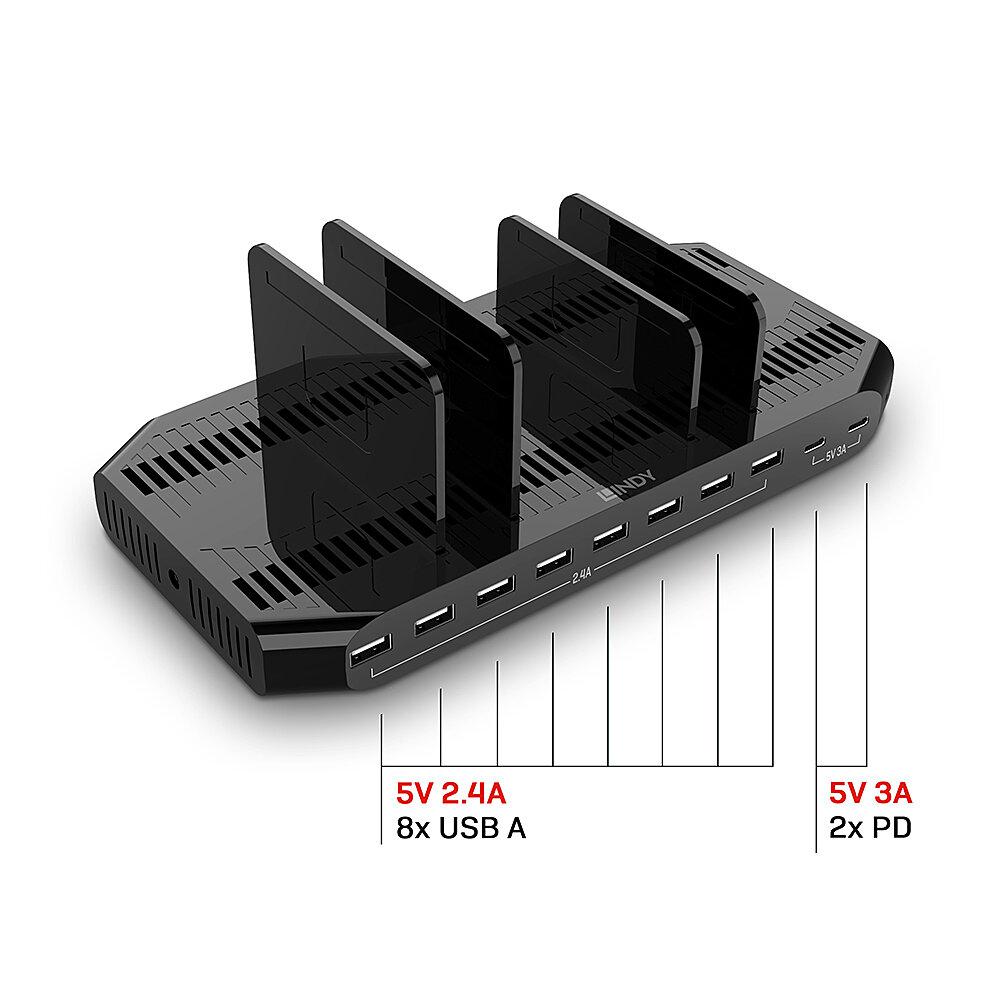 Hub USB Lindy 120W 10 Port USB Charging Station USB-A, - imagine 3