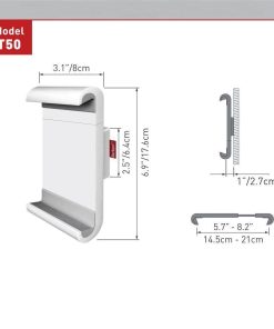 Suport Tableta/Mobil de birou, Barkan T50, Fix, 7-12'', alb - imagine 2